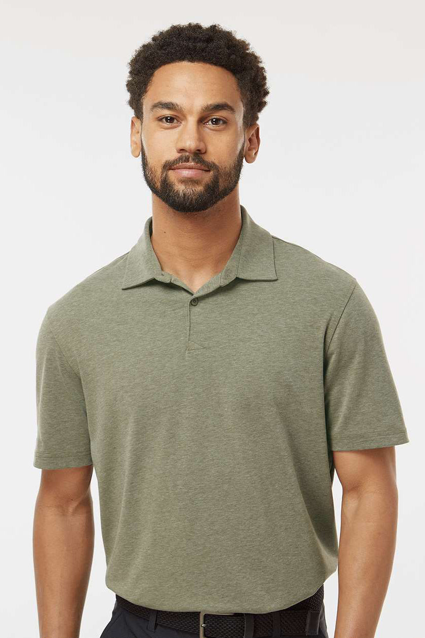 Adidas A590 Mens Short Sleeve Polo Shirt Olive Strata Melange Model Front