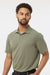 Adidas A590 Mens Short Sleeve Polo Shirt Olive Strata Melange Model Side