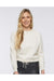 LAT 3528 Womens Relaxed Boxy Fleece Crewneck Sweatshirt Heather Natural Model Front