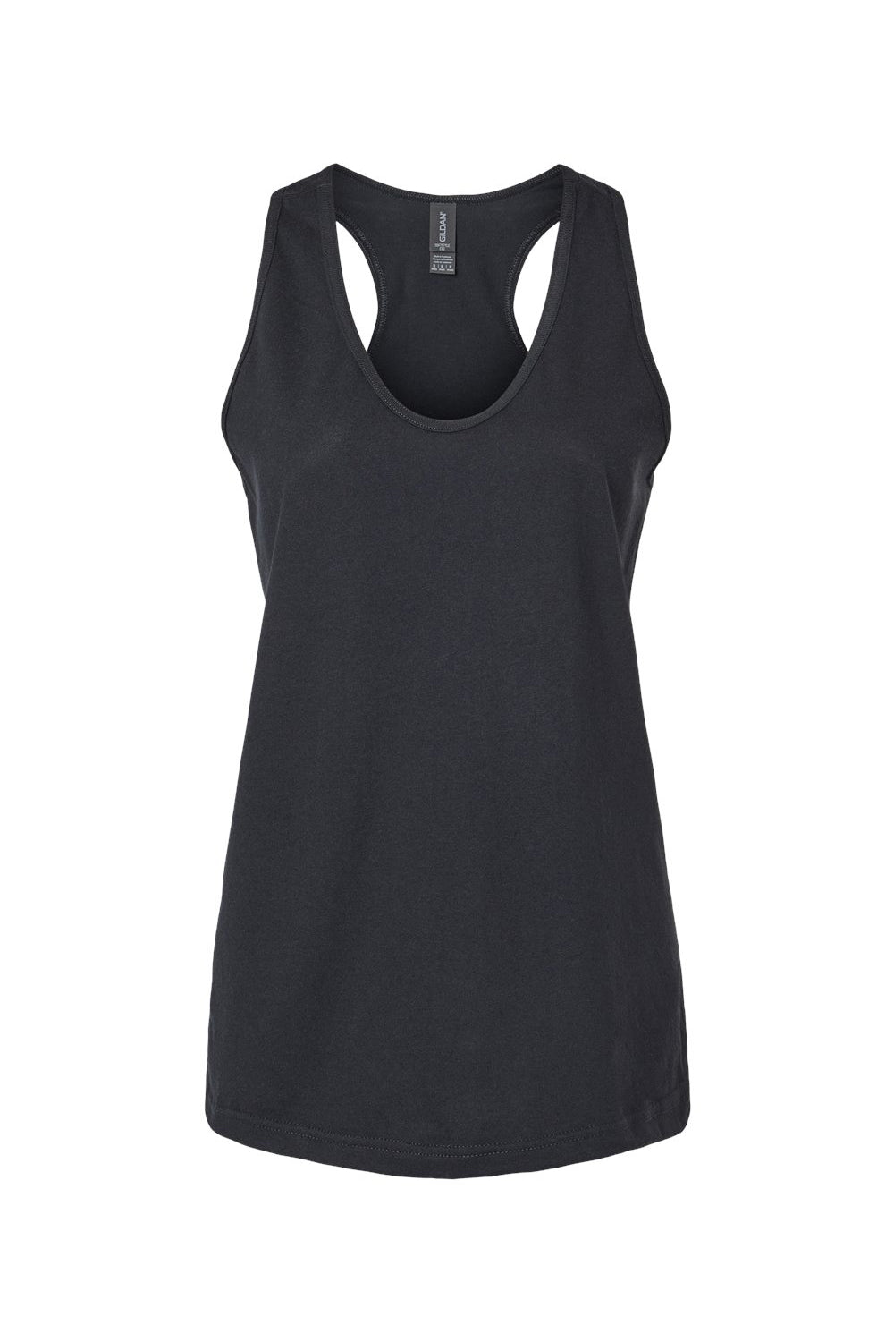 Gildan 67200L Womens Softstyle CVC Racerback Tank Top Pitch Black Flat Front