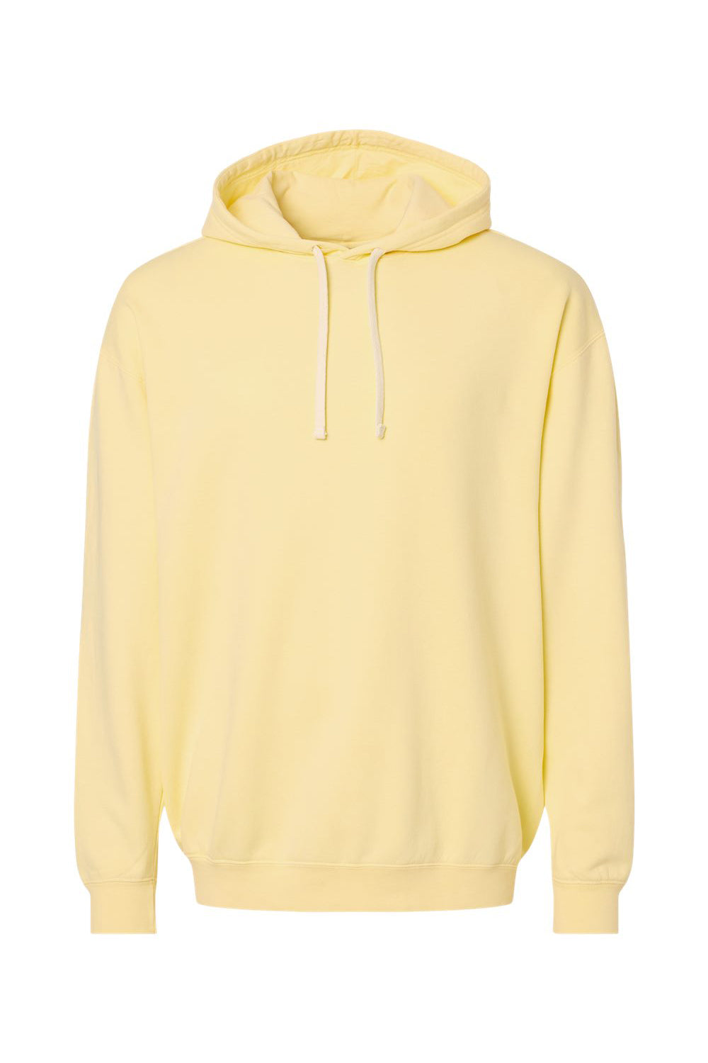 Comfort Colors 1467 Mens Garment Dyed Fleece Hooded Sweatshirt Hoodie Butter Yellow Flat Front