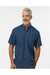 Paragon 700 Mens Hatteras Performance Short Sleeve Button Down Shirt Navy Blue Model Front