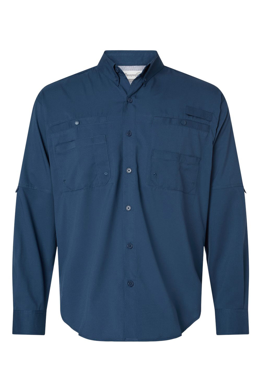 Paragon 702 Mens Kitty Hawk Performance Long Sleeve Button Down Shirt Navy Blue Flat Front