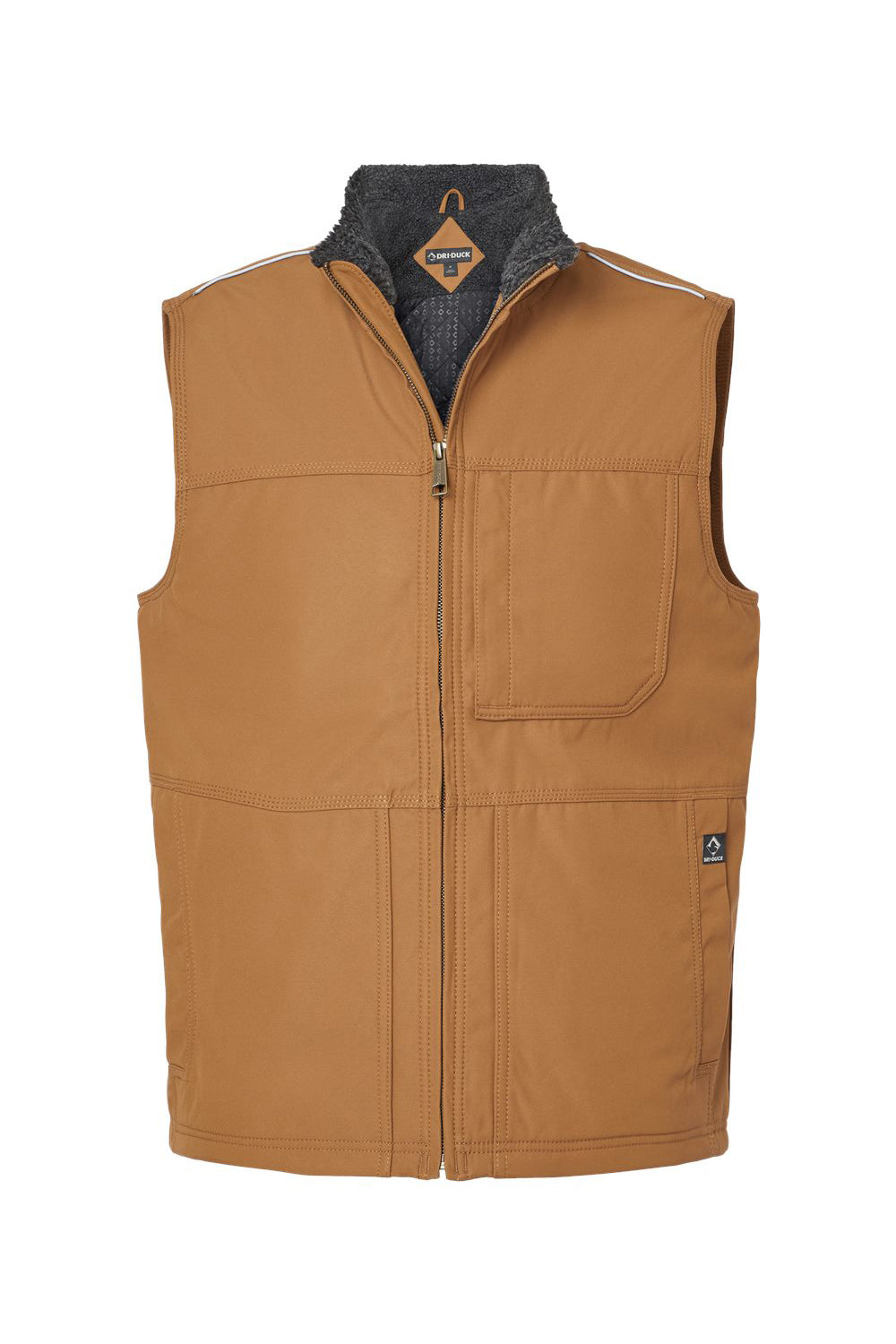 Dri Duck 5301 Mens Rigor GrizzlyTec Full Zip Vest Saddle Brown Flat Front