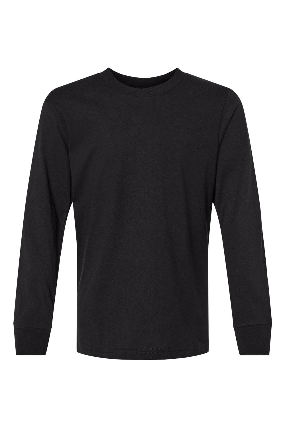 Next Level 3311 Youth Long Sleeve Crewneck T-Shirt Black Flat Front