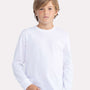 Next Level Youth Long Sleeve Crewneck T-Shirt - White