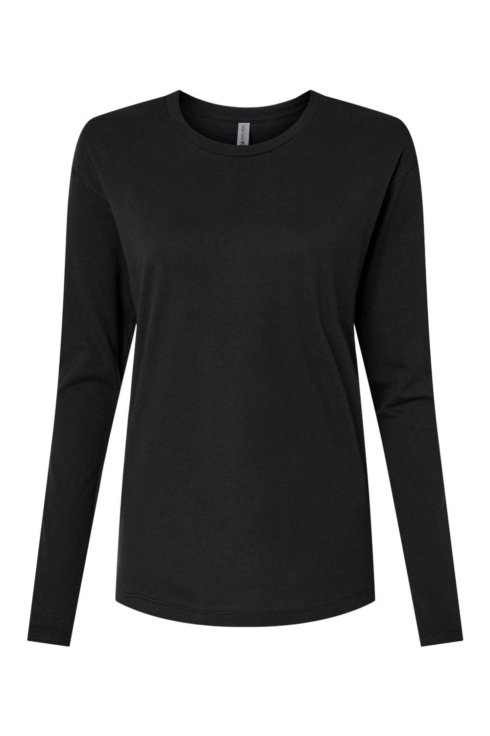 Next Level 3911 Womens Relaxed Long Sleeve Crewneck T-Shirt Black Flat Front