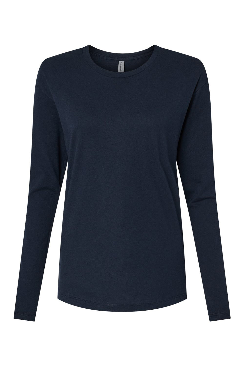 Next Level 3911 Womens Relaxed Long Sleeve Crewneck T-Shirt Midnight Navy Blue Flat Front