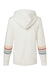 MV Sport W22732 Womens Striped Sleeves Full Zip Hooded Sweatshirt Hoodie Ivory Flat Back