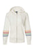 MV Sport W22732 Womens Striped Sleeves Full Zip Hooded Sweatshirt Hoodie Ivory Flat Front