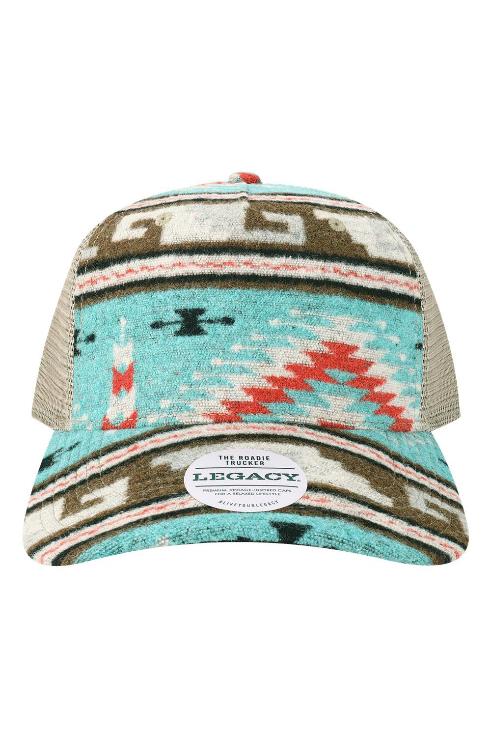 Legacy ROADIE Mens 5 Panel Trucker Hat Aztec Flat Front