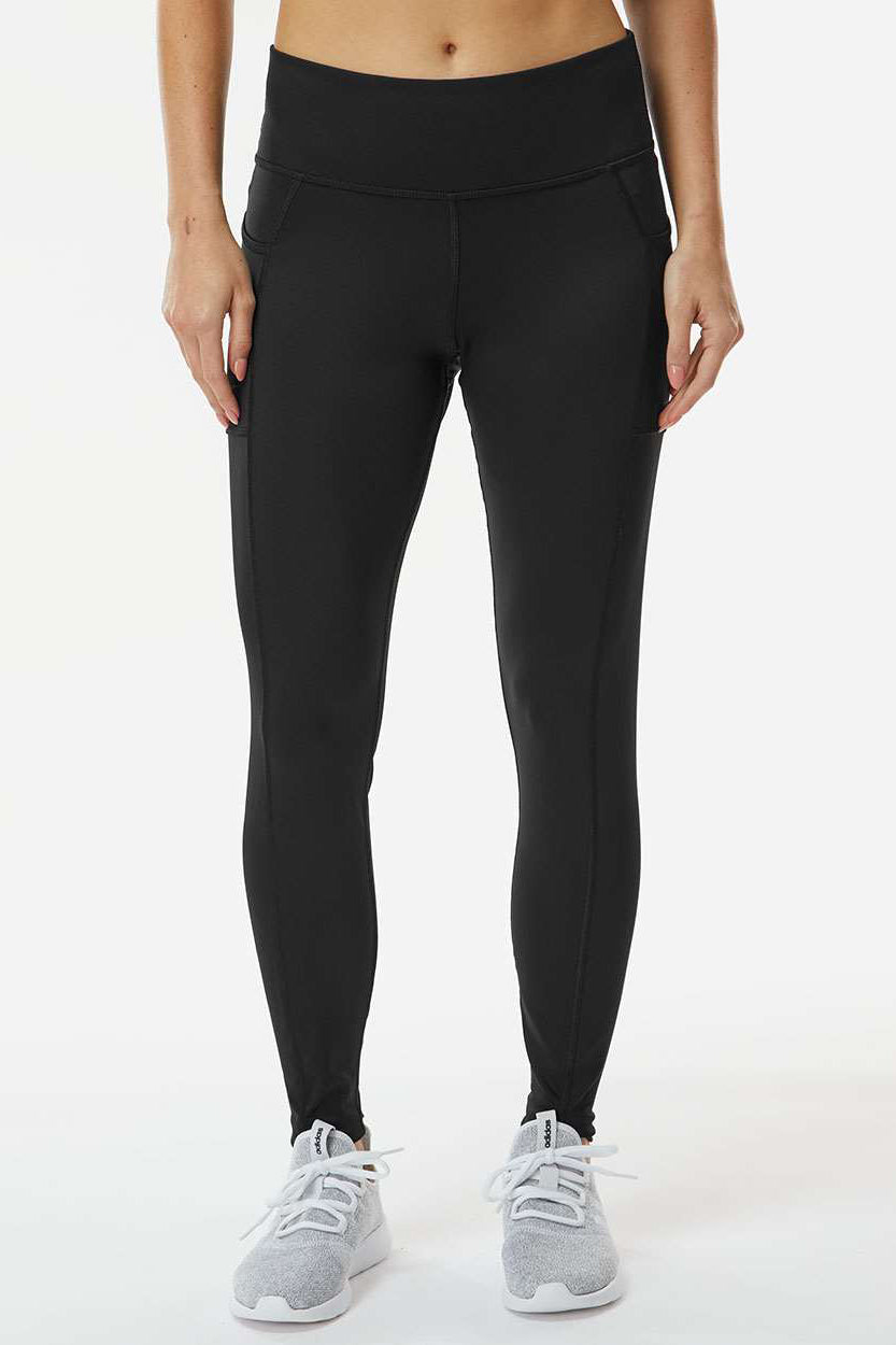 Adidas A1000 Womens Leggings w/ Pocket Black Model Front