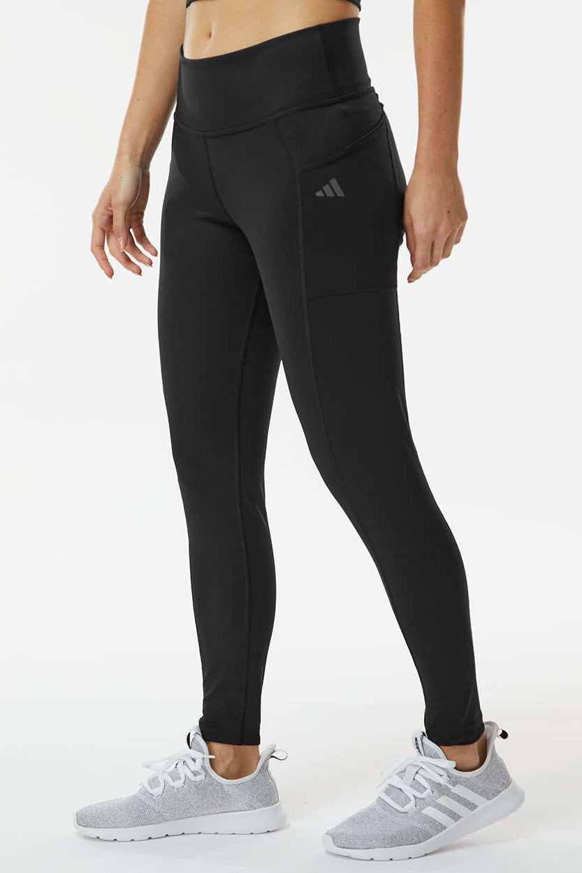 Adidas A1000 Womens Leggings w/ Pocket Black Model Side