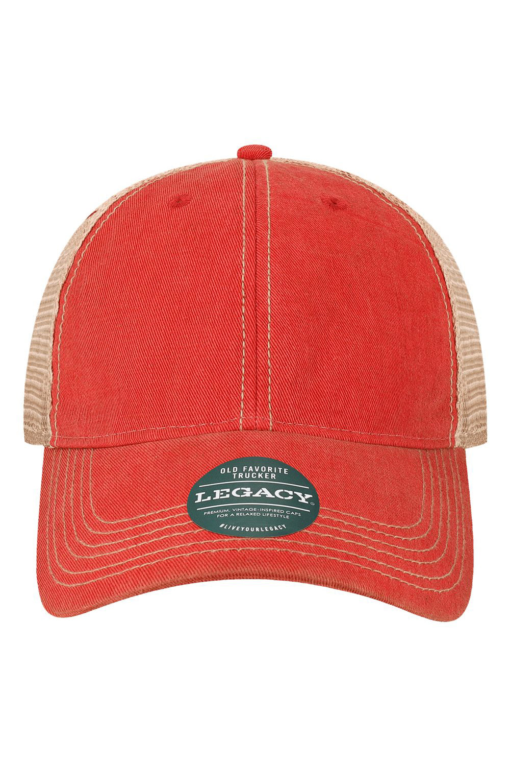 Legacy OFAY Youth Old Favorite Trucker Hat Scarlet Red/Khaki Flat Front