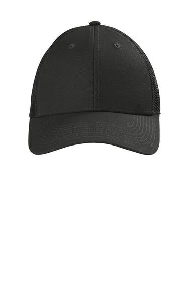 CornerStone CS811 Mens Moisture Wicking Canvas Mesh Back Adjustable Hat Black Flat Front