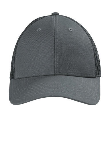 CornerStone CS811 Mens Moisture Wicking Canvas Mesh Back Adjustable Hat Charcoal Grey Flat Front