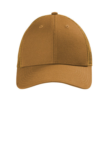 CornerStone CS811 Mens Moisture Wicking Canvas Mesh Back Adjustable Hat Duck Brown Flat Front