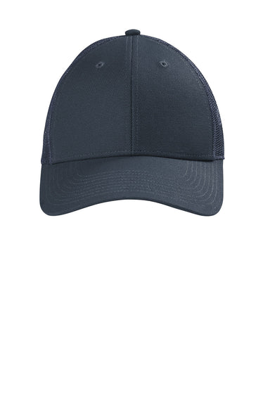 CornerStone CS811 Mens Moisture Wicking Canvas Mesh Back Adjustable Hat Navy Blue Flat Front