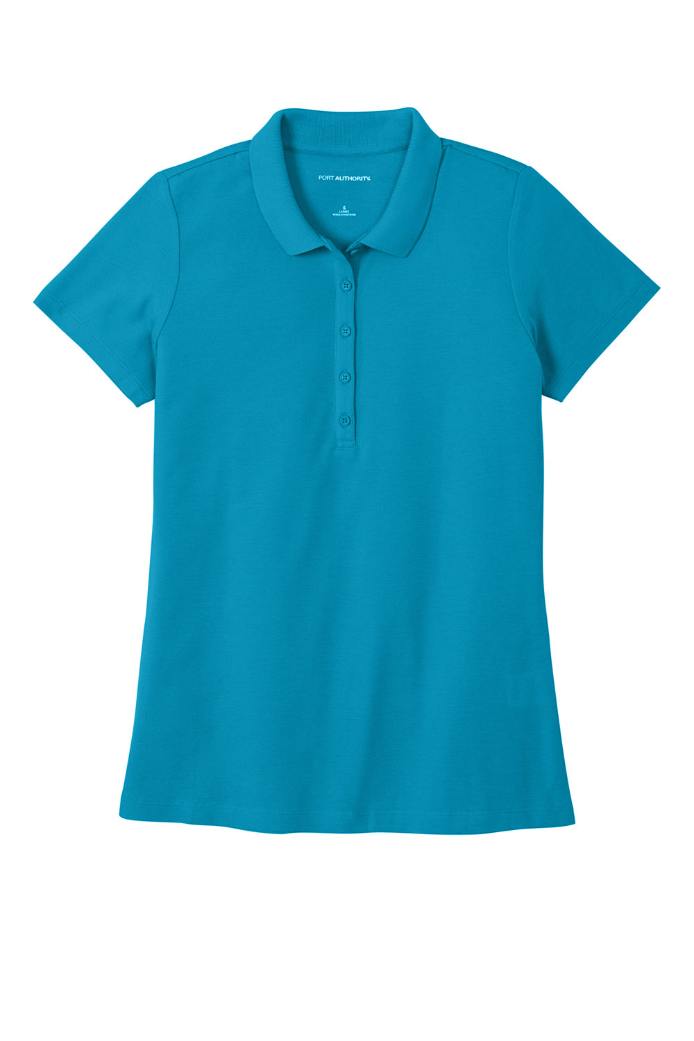 Port Authority LK810 Womens React SuperPro Snag Resistant Short Sleeve Polo Shirt Parcel Blue Flat Front