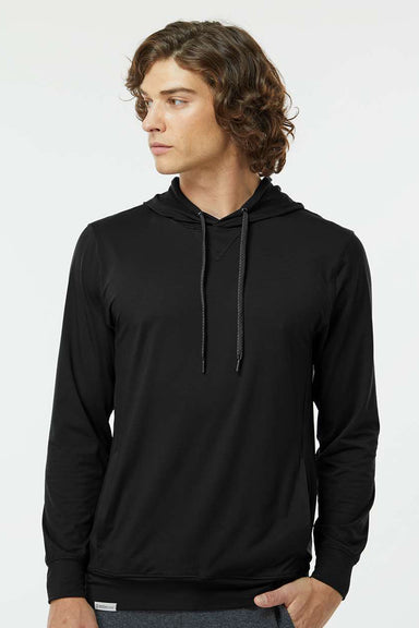Holloway 222598 Mens Eco Revive Ventura Moisture Wicking Hooded Sweatshirt Hoodie Black Model Front