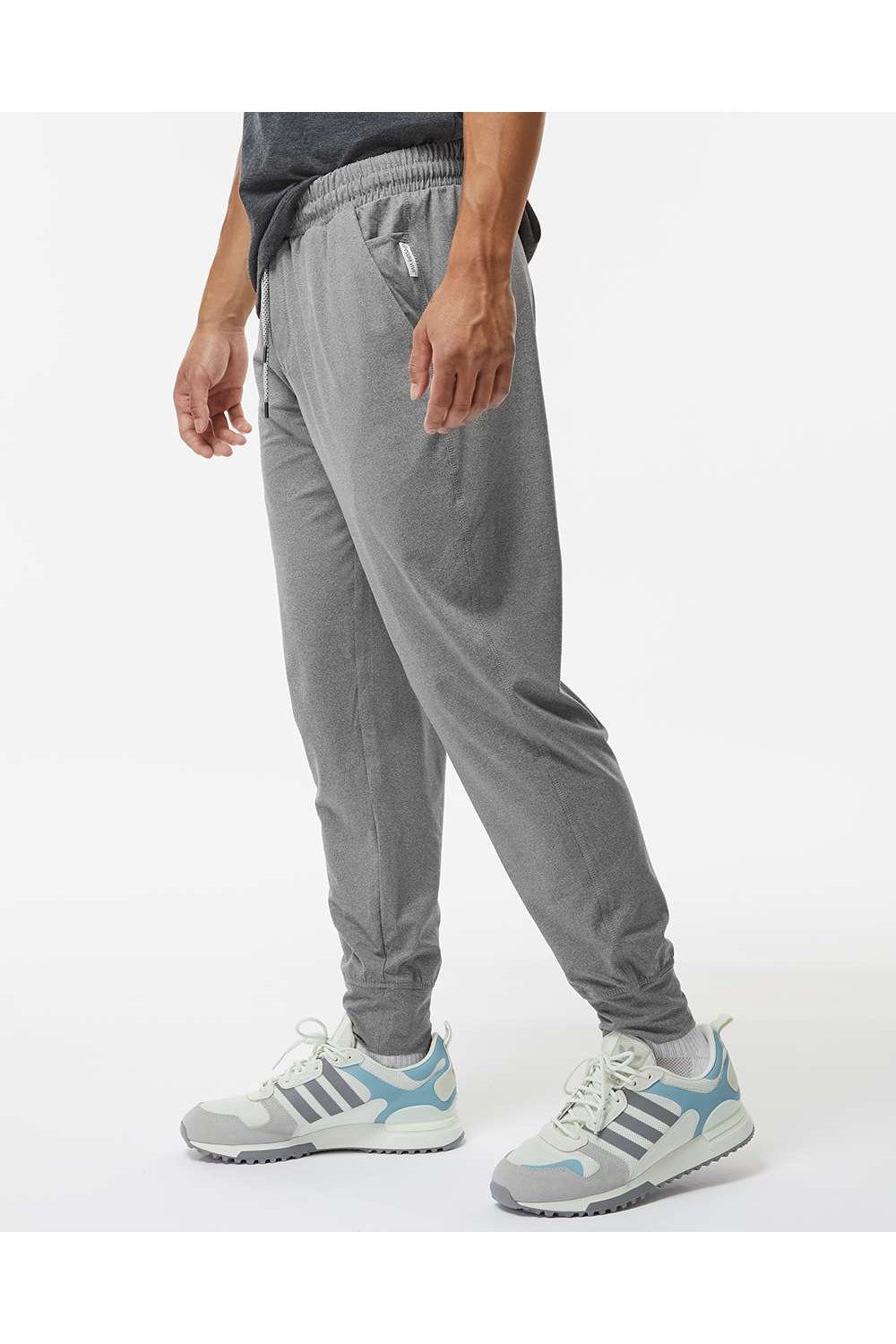 Holloway 222599 Mens Eco Revive Ventura Jogger Sweatpants w/ Pockets Heather Grey Model Side