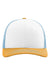 Richardson 112 Mens Snapback Trucker Hat White/Columbia Blue/Yellow Flat Front