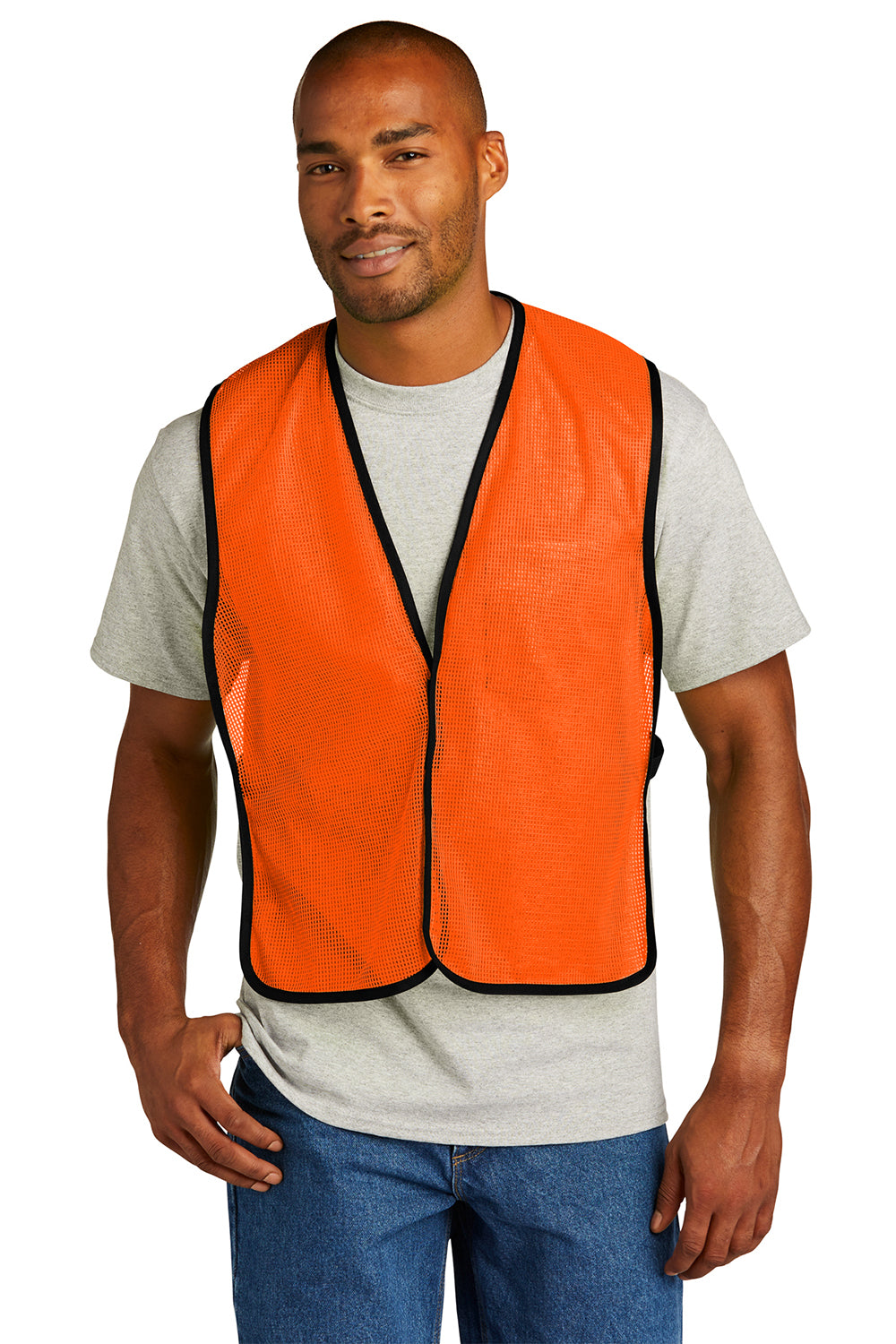 CornerStone CSV01 Mens Enhanced Visibility Mesh Vest Safety Orange Front