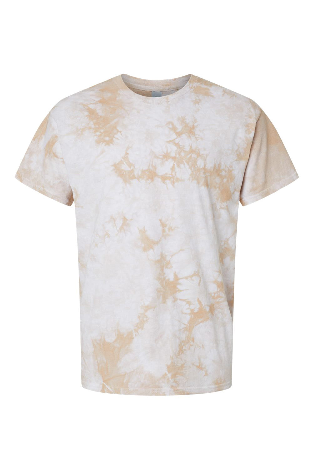 Dyenomite 200CR Mens Crystal Tie Dyed Short Sleeve Crewneck T-Shirt Sand Flat Front