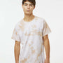 Dyenomite Mens Crystal Tie Dyed Short Sleeve Crewneck T-Shirt - Sand - NEW