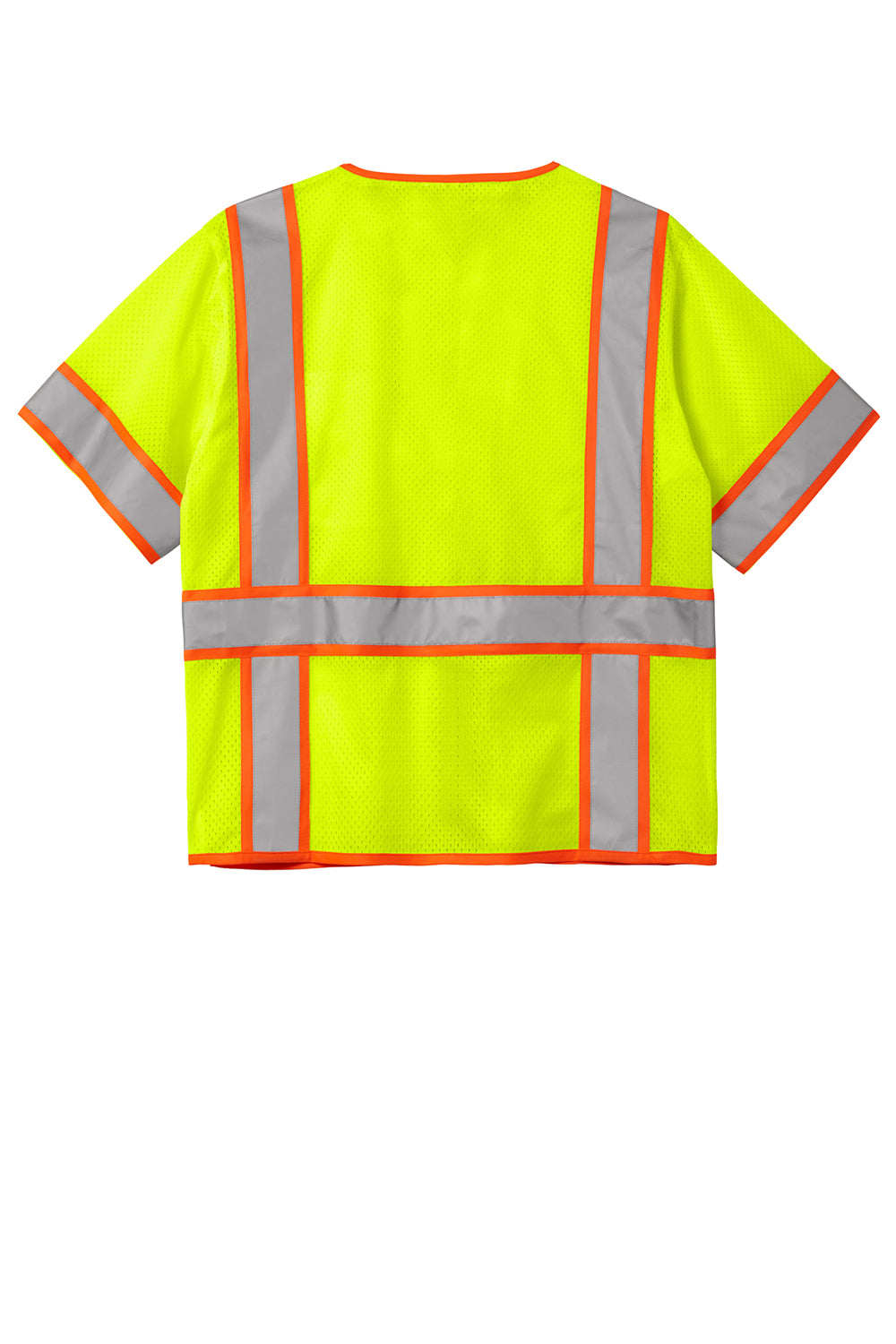 CornerStone CSV106 Mens ANSI 107 Class 3 Surveyor Mesh Zipper Vest w/ Pocket Safety Yellow Flat Back