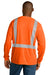 CornerStone CS201 Mens ANSI 107 Class 2 Moisture Wicking Long Sleeve Crewneck T-Shirt w/ Pocket Safety Orange Model Back