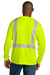 CornerStone CS201 Mens ANSI 107 Class 2 Moisture Wicking Long Sleeve Crewneck T-Shirt w/ Pocket Safety Yellow Model Back