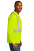 CornerStone CS201 Mens ANSI 107 Class 2 Moisture Wicking Long Sleeve Crewneck T-Shirt w/ Pocket Safety Yellow Model Side