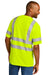 CornerStone CS202 Mens ANSI 107 Class 3 Moisture Wicking Short Sleeve Crewneck T-Shirt w/ Pocket Safety Yellow Model Back