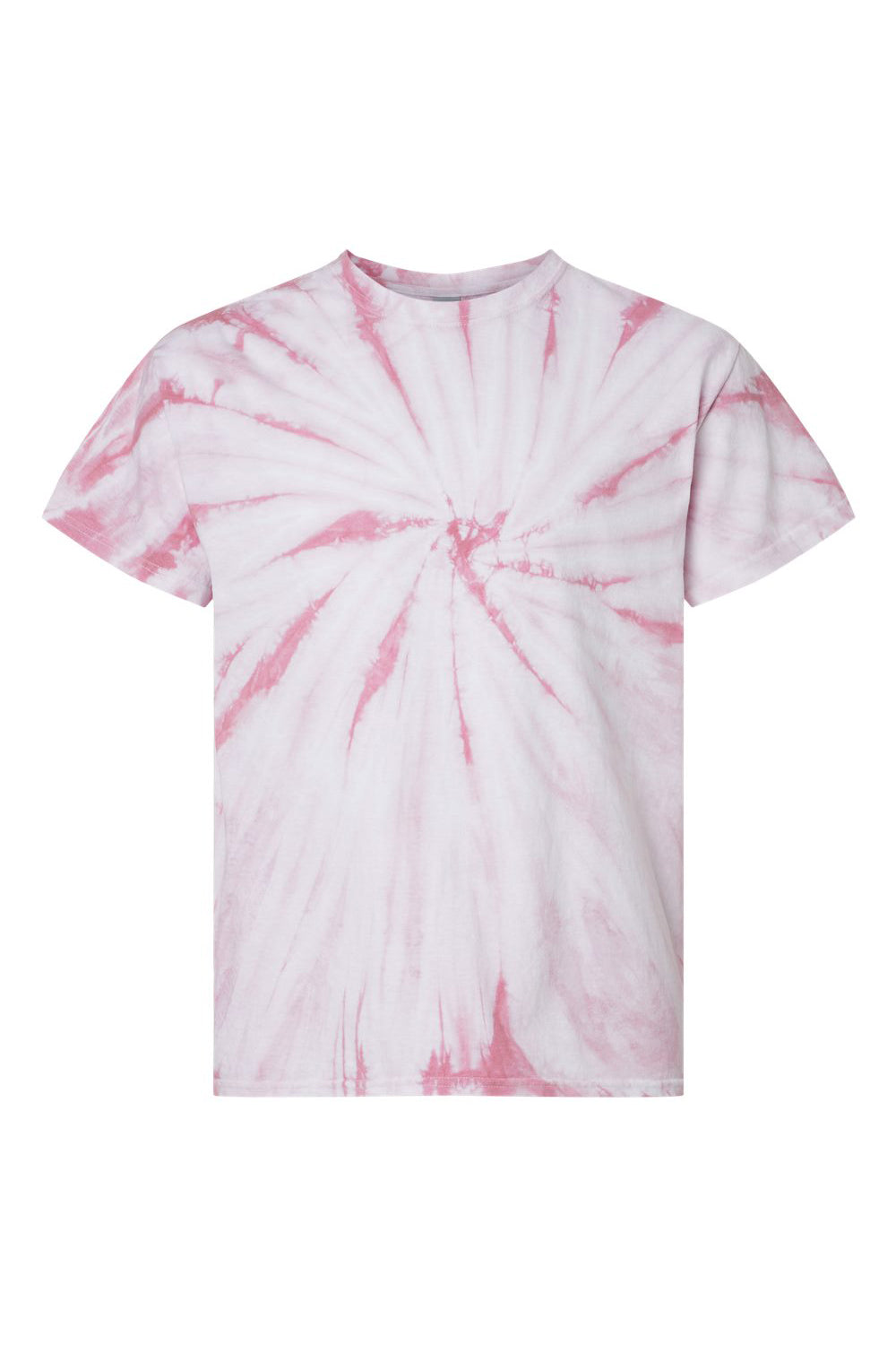 Dyenomite 200CY Mens Cyclone Pinwheel Tie Dyed Short Sleeve Crewneck T-Shirt Rose Flat Front