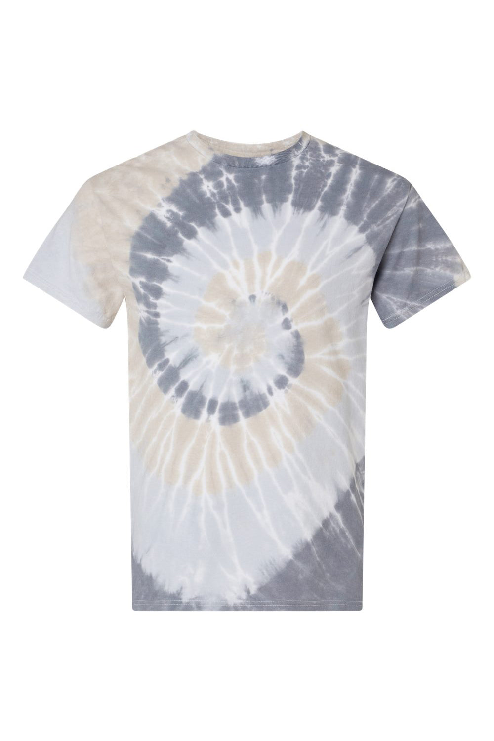 Dyenomite 200MS Mens Spiral Tie Dyed Short Sleeve Crewneck T-Shirt Denali Flat Front