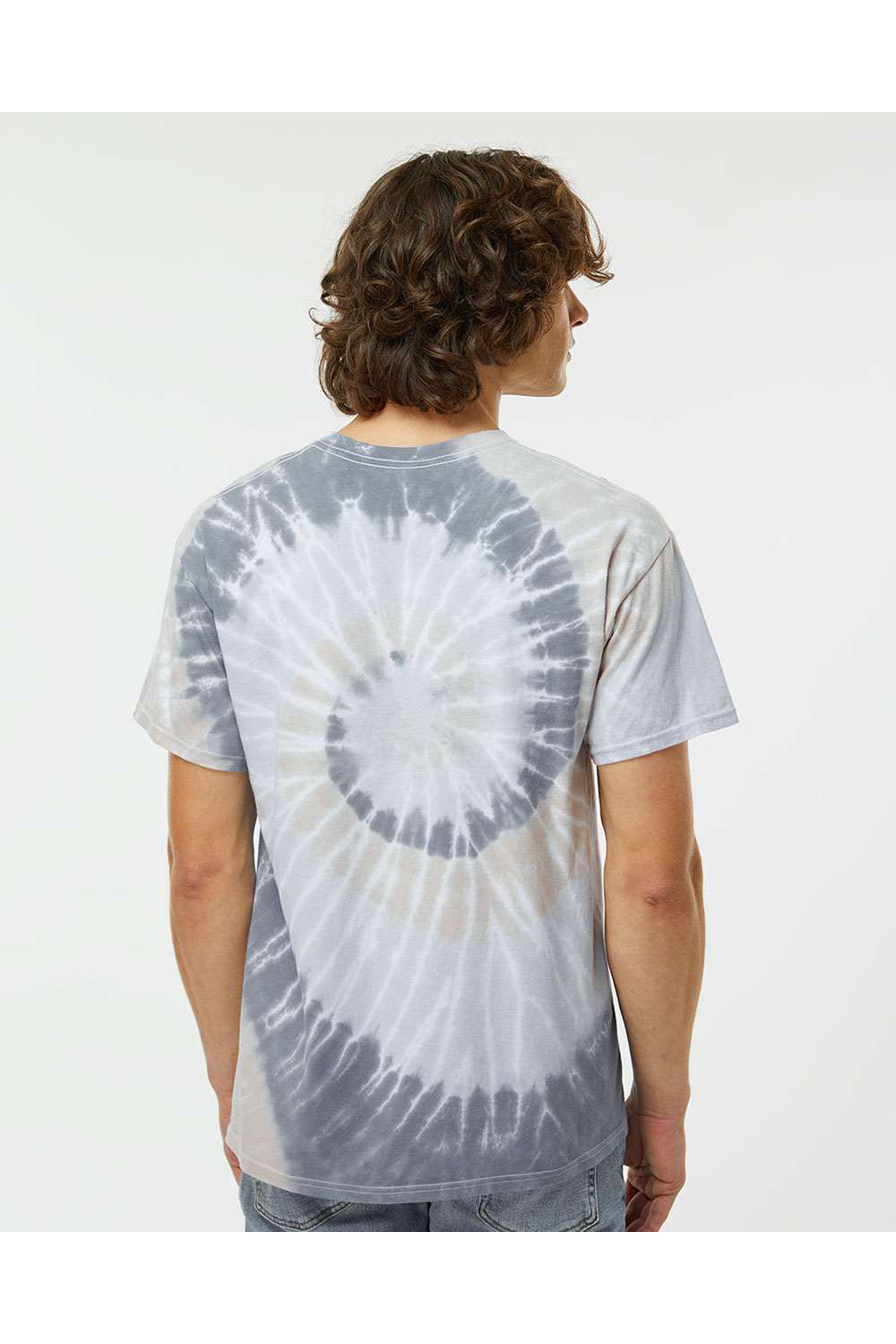 Dyenomite 200MS Mens Spiral Tie Dyed Short Sleeve Crewneck T-Shirt Denali Model Back