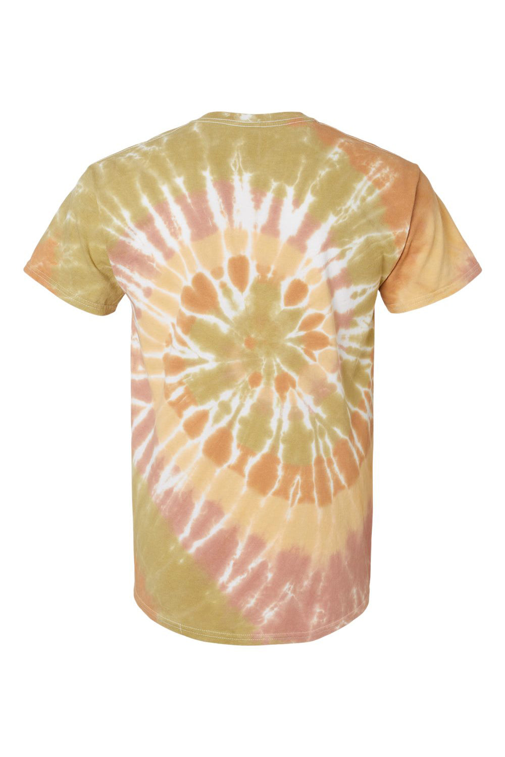 Dyenomite 200MS Mens Spiral Tie Dyed Short Sleeve Crewneck T-Shirt Everglades Flat Back