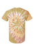 Dyenomite 200MS Mens Spiral Tie Dyed Short Sleeve Crewneck T-Shirt Everglades Flat Back