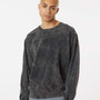 Dyenomite Mens Premium Fleece Mineral Wash Crewneck Sweatshirt - Black Mineral Wash