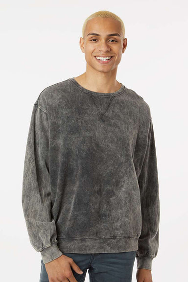 Dyenomite 845MW Mens Premium Fleece Mineral Wash Crewneck Sweatshirt Grey Mineral Wash Model Front