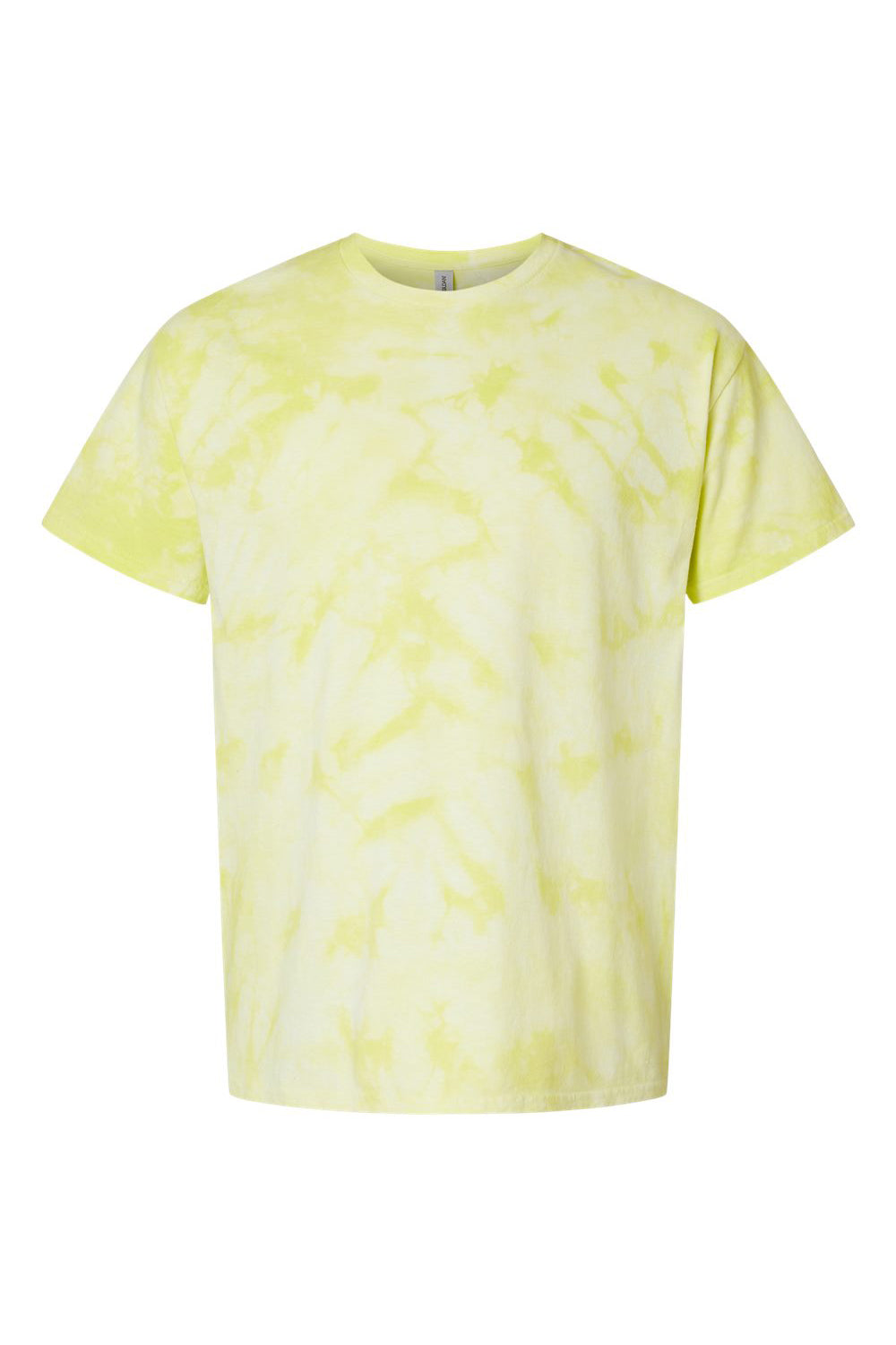 Dyenomite 200CR Mens Crystal Tie Dyed Short Sleeve Crewneck T-Shirt Citron Flat Front