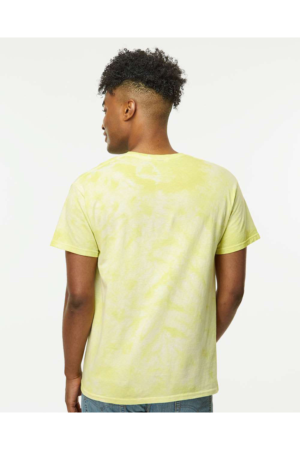 Dyenomite 200CR Mens Crystal Tie Dyed Short Sleeve Crewneck T-Shirt Citron Model Back