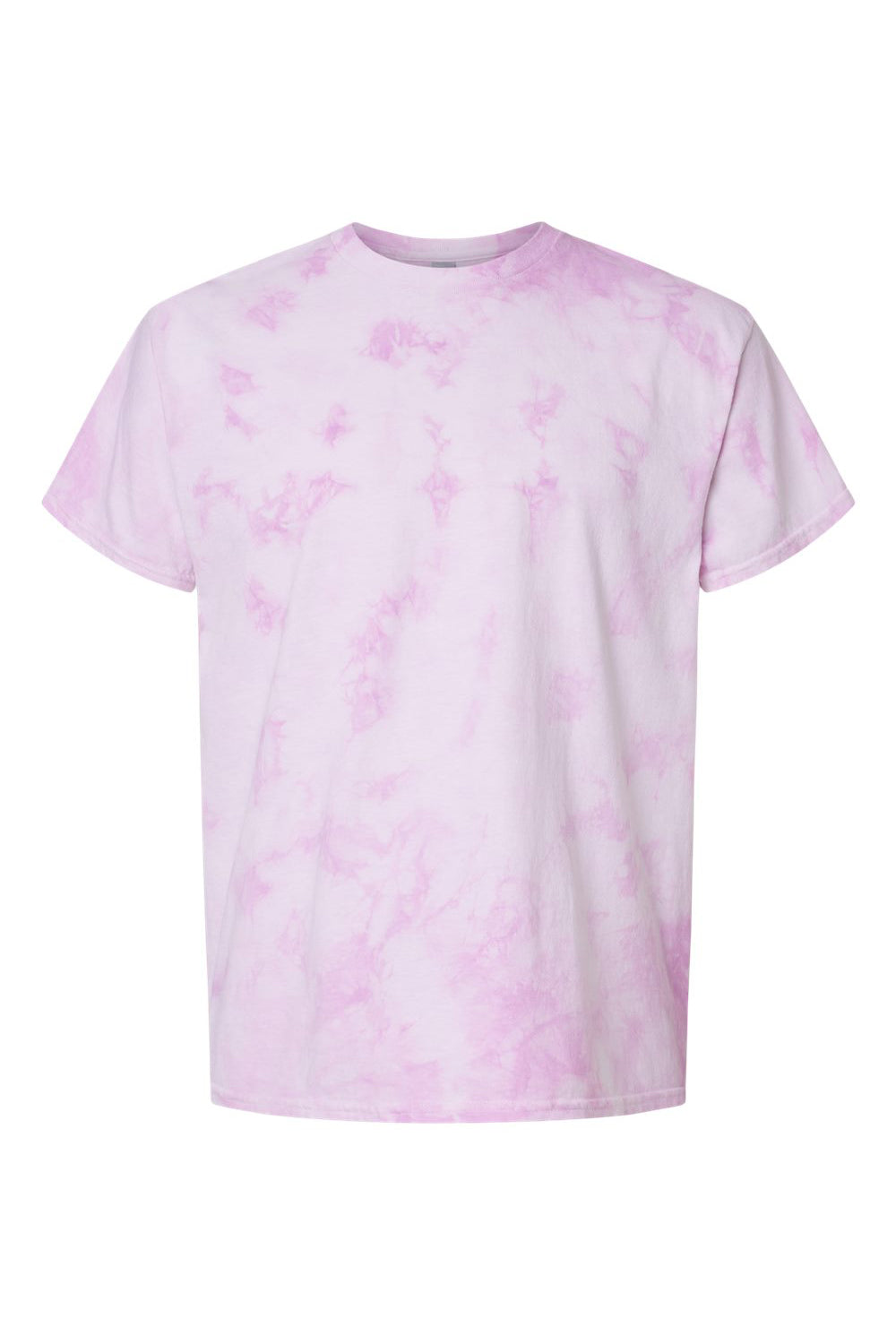 Dyenomite 200CR Mens Crystal Tie Dyed Short Sleeve Crewneck T-Shirt Lilac Flat Front