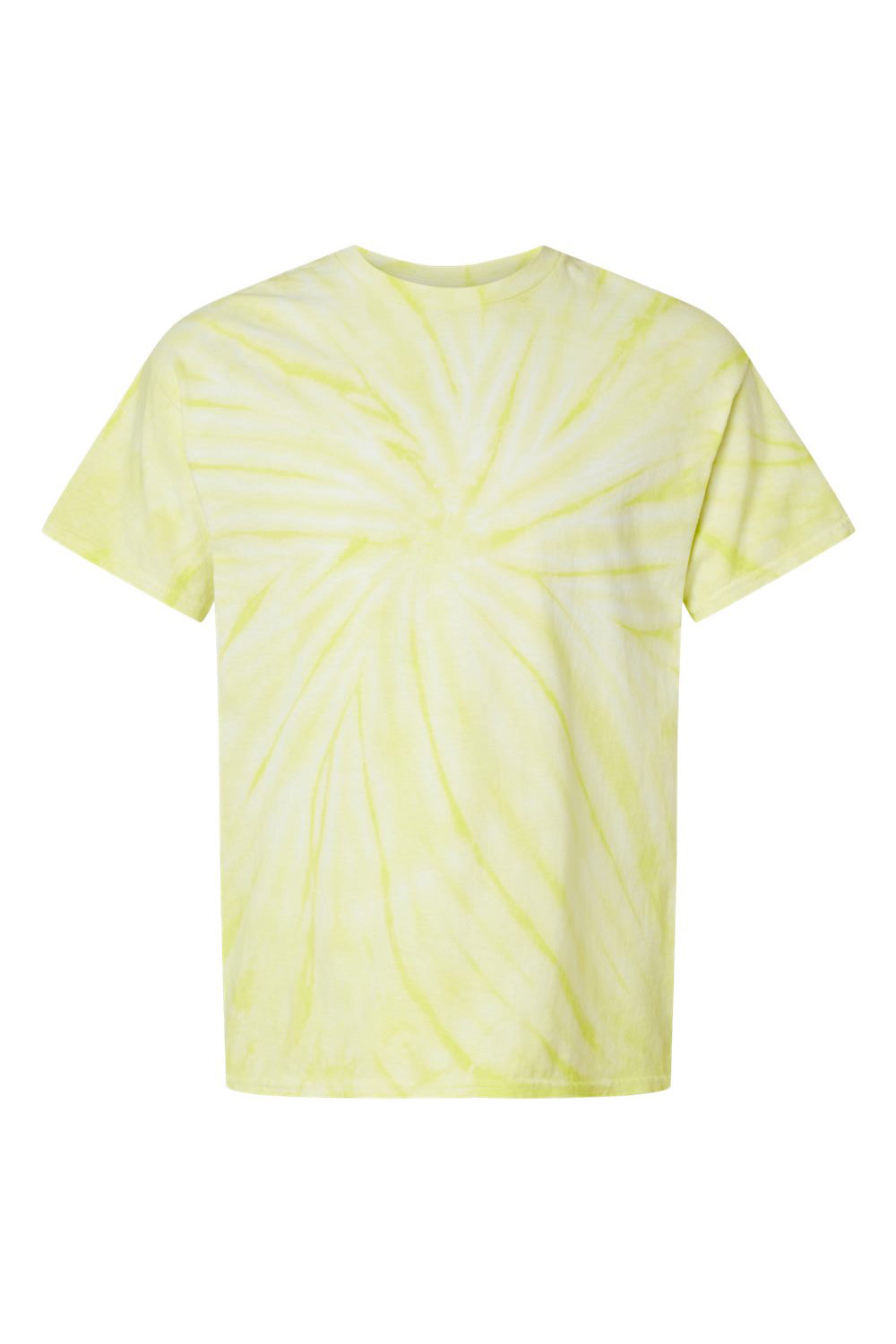 Dyenomite 200CY Mens Cyclone Pinwheel Tie Dyed Short Sleeve Crewneck T-Shirt Citron Flat Front