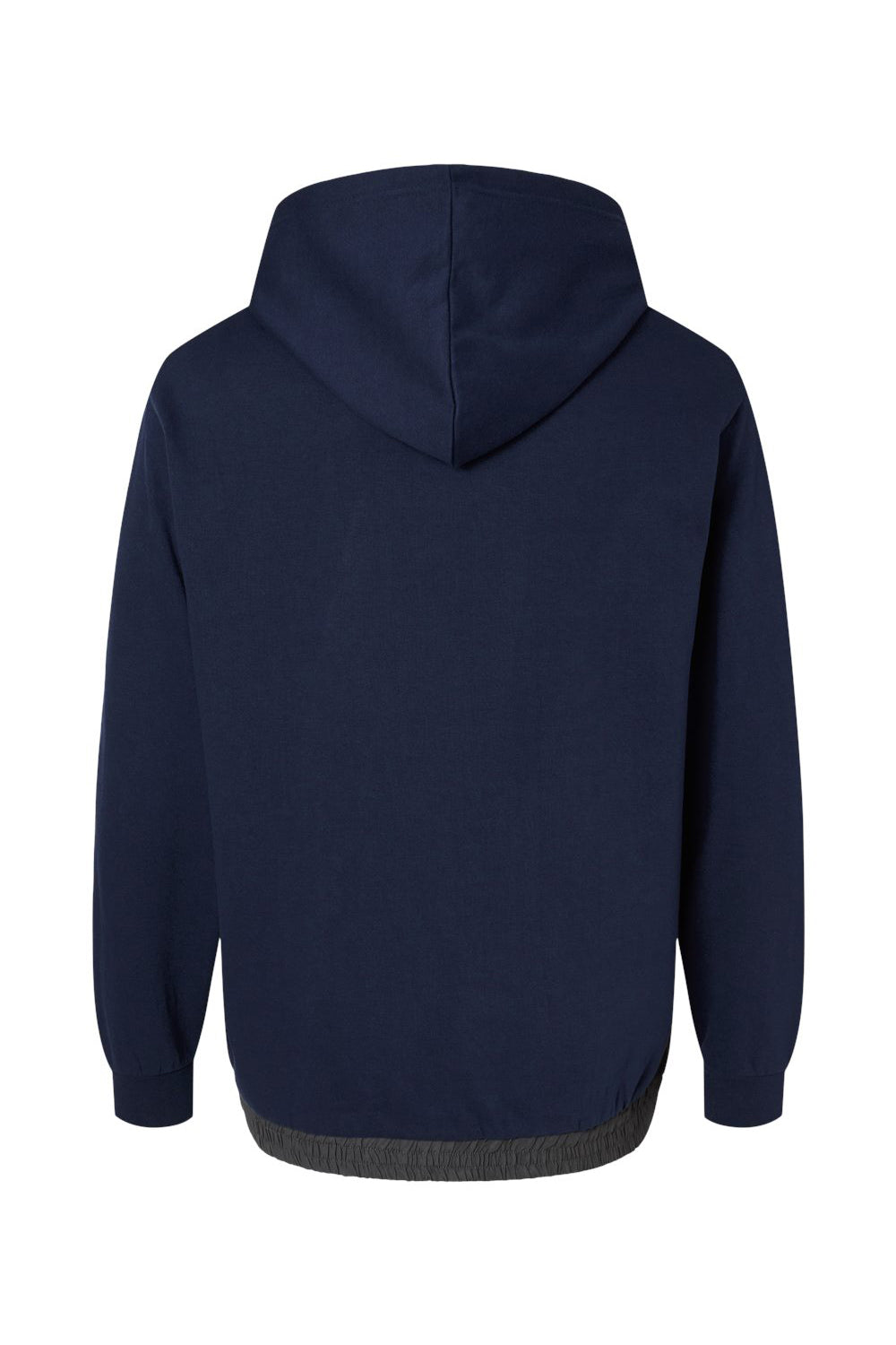 MV Sport 23112 Mens Mixed Media Hooded Sweatshirt Hoodie Navy Blue/Charcoal Grey Flat Back