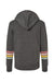 MV Sport W22732 Womens Striped Sleeves Full Zip Hooded Sweatshirt Hoodie Charcoal Grey Flat Back