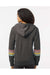 MV Sport W22732 Womens Striped Sleeves Full Zip Hooded Sweatshirt Hoodie Charcoal Grey Model Back