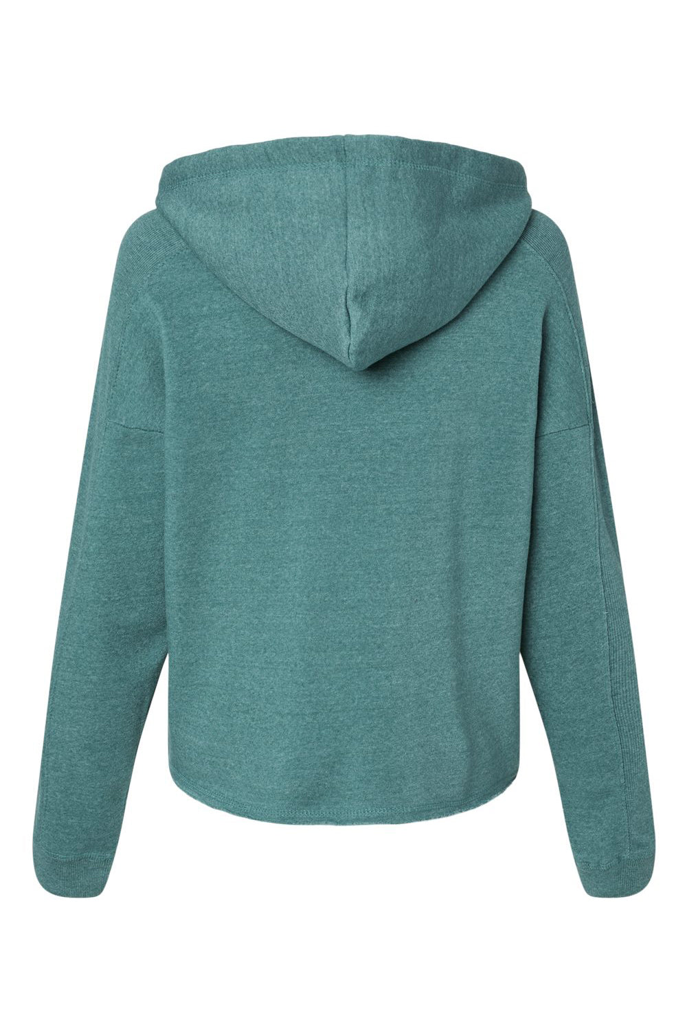 MV Sport W23101 Womens Angel Fleece Crop Hooded Sweatshirt Hoodie Mallard Green Flat Back