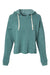 MV Sport W23101 Womens Angel Fleece Crop Hooded Sweatshirt Hoodie Mallard Green Flat Front